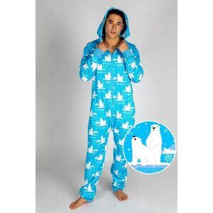 Shinesty How Coke is Made Polar Bear One Piece Hooded Pajamas Blue L